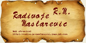 Radivoje Maslarević vizit kartica
